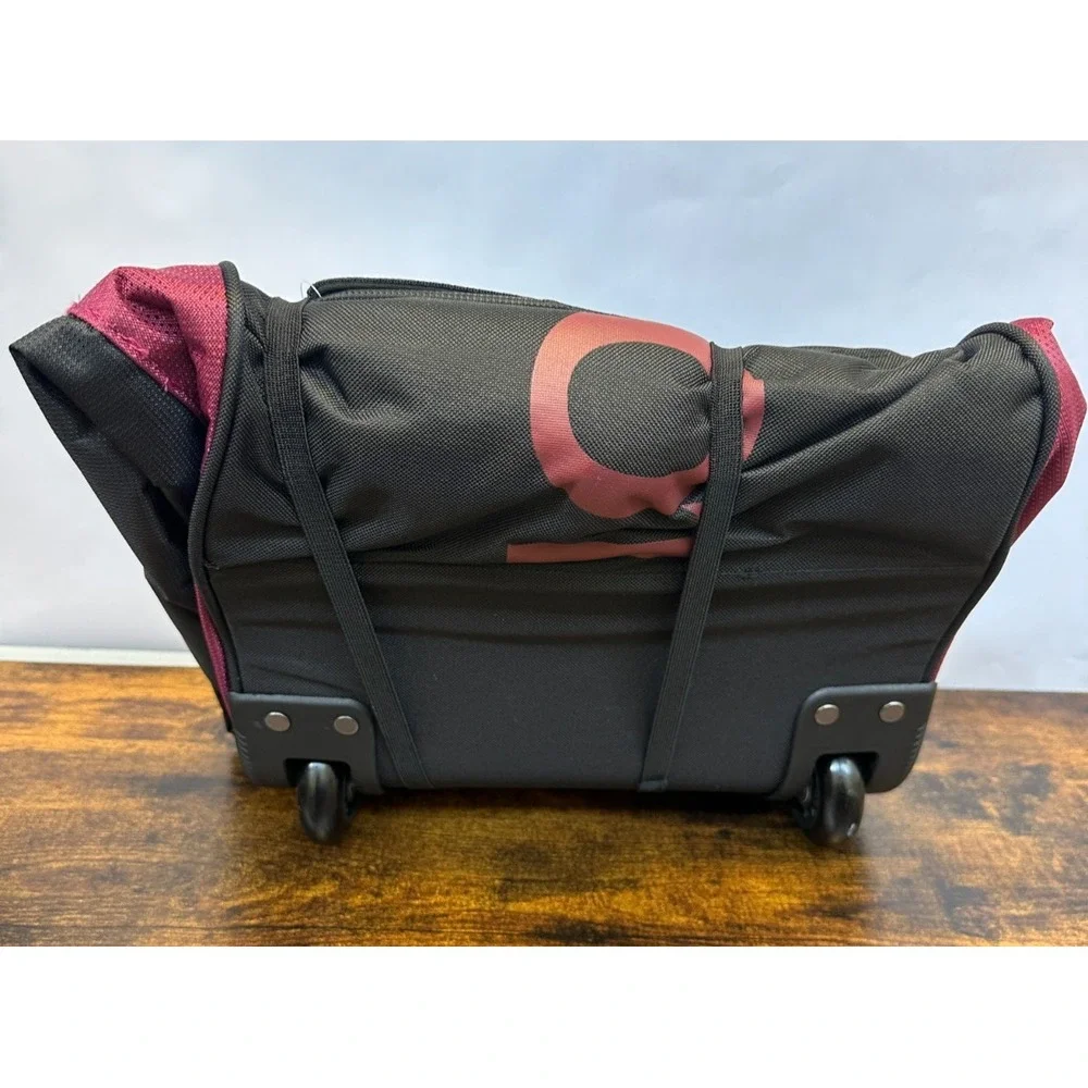 NEW Louisville Slugger Omaha Rig Wheeled Bag Black Scarlet Red Baseball 35x12x12